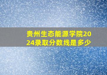 贵州生态能源学院2024录取分数线是多少