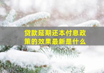 贷款延期还本付息政策的效果最新是什么