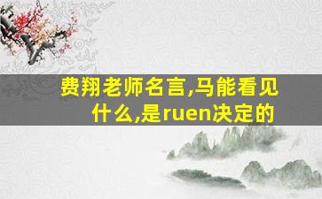 费翔老师名言,马能看见什么,是ruen决定的