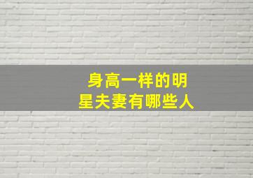 身高一样的明星夫妻有哪些人