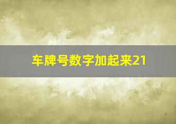 车牌号数字加起来21