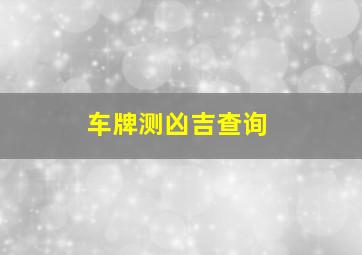 车牌测凶吉查询