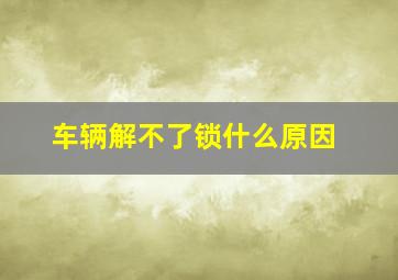 车辆解不了锁什么原因