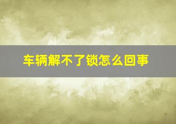 车辆解不了锁怎么回事