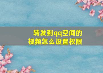 转发到qq空间的视频怎么设置权限