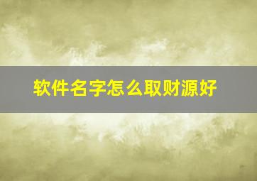 软件名字怎么取财源好