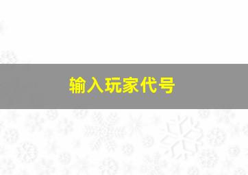 输入玩家代号