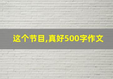 这个节目,真好500字作文