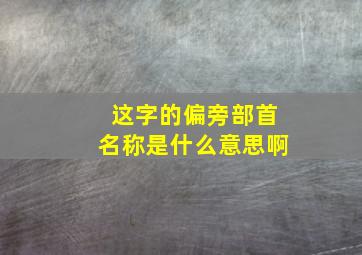 这字的偏旁部首名称是什么意思啊