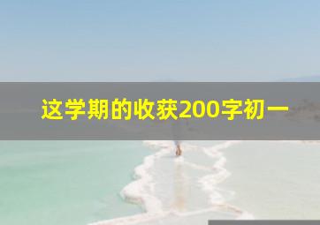 这学期的收获200字初一