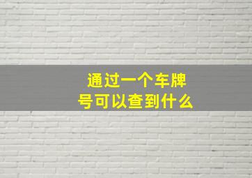 通过一个车牌号可以查到什么