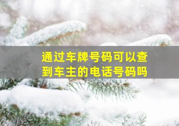 通过车牌号码可以查到车主的电话号码吗