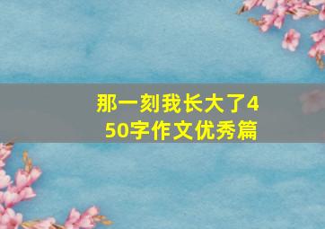 那一刻我长大了450字作文优秀篇