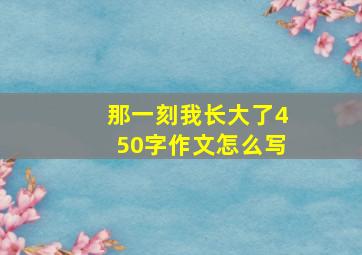 那一刻我长大了450字作文怎么写