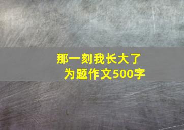 那一刻我长大了为题作文500字