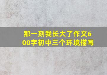 那一刻我长大了作文600字初中三个环境描写