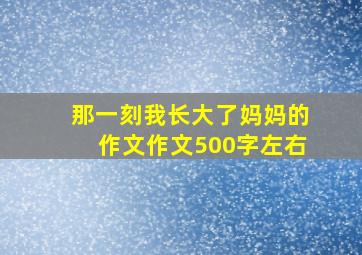 那一刻我长大了妈妈的作文作文500字左右