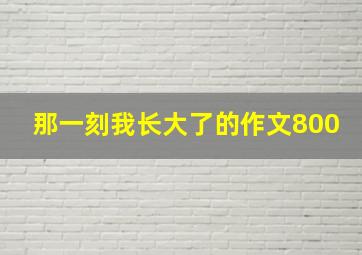 那一刻我长大了的作文800