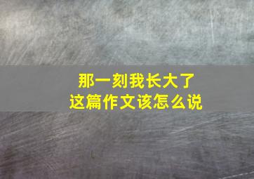 那一刻我长大了这篇作文该怎么说