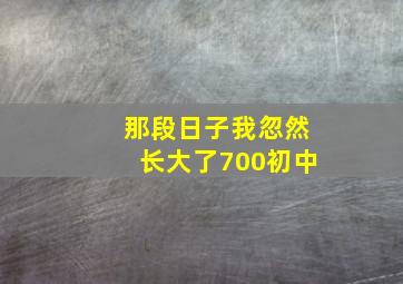 那段日子我忽然长大了700初中