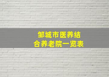 邹城市医养结合养老院一览表