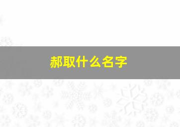 郝取什么名字