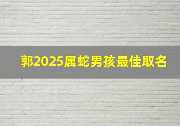 郭2025属蛇男孩最佳取名