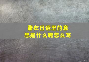 酱在日语里的意思是什么呢怎么写