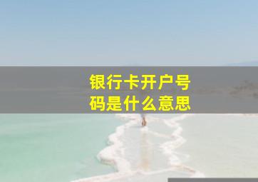 银行卡开户号码是什么意思