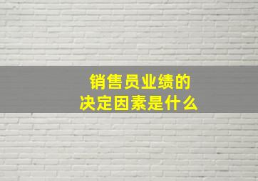 销售员业绩的决定因素是什么