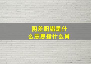 阴差阳错是什么意思指什么肖