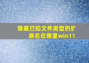 隐藏已知文件类型的扩展名在哪里win11