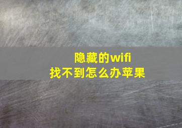 隐藏的wifi找不到怎么办苹果