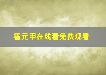 霍元甲在线看免费观看