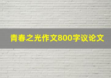 青春之光作文800字议论文