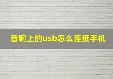 音响上的usb怎么连接手机