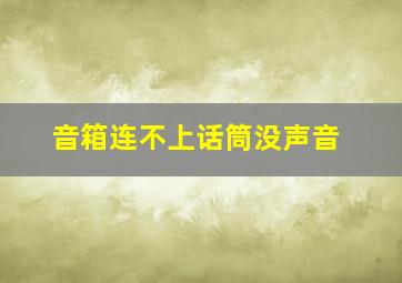 音箱连不上话筒没声音