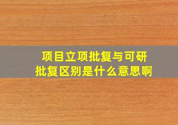 项目立项批复与可研批复区别是什么意思啊