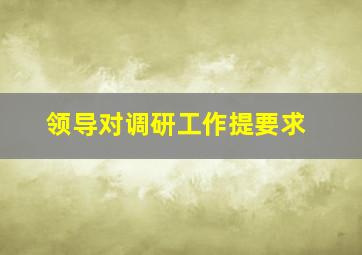 领导对调研工作提要求