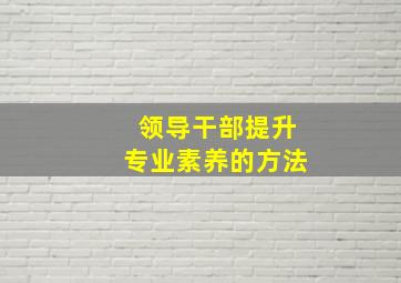 领导干部提升专业素养的方法