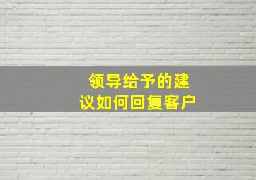 领导给予的建议如何回复客户