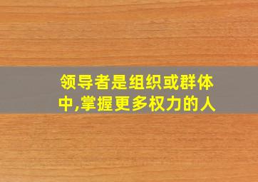 领导者是组织或群体中,掌握更多权力的人