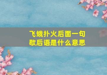 飞蛾扑火后面一句歇后语是什么意思