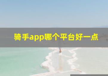 骑手app哪个平台好一点