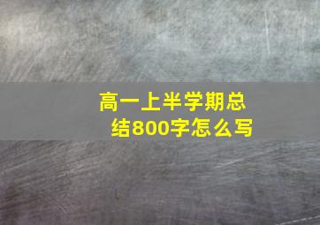 高一上半学期总结800字怎么写