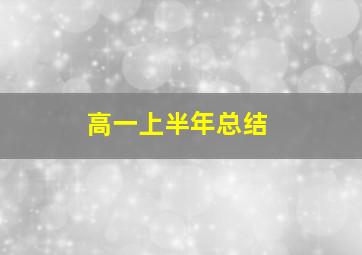 高一上半年总结