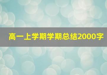 高一上学期学期总结2000字