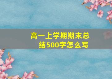 高一上学期期末总结500字怎么写