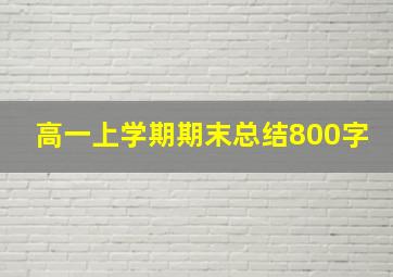 高一上学期期末总结800字