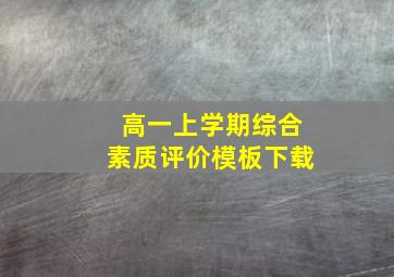 高一上学期综合素质评价模板下载